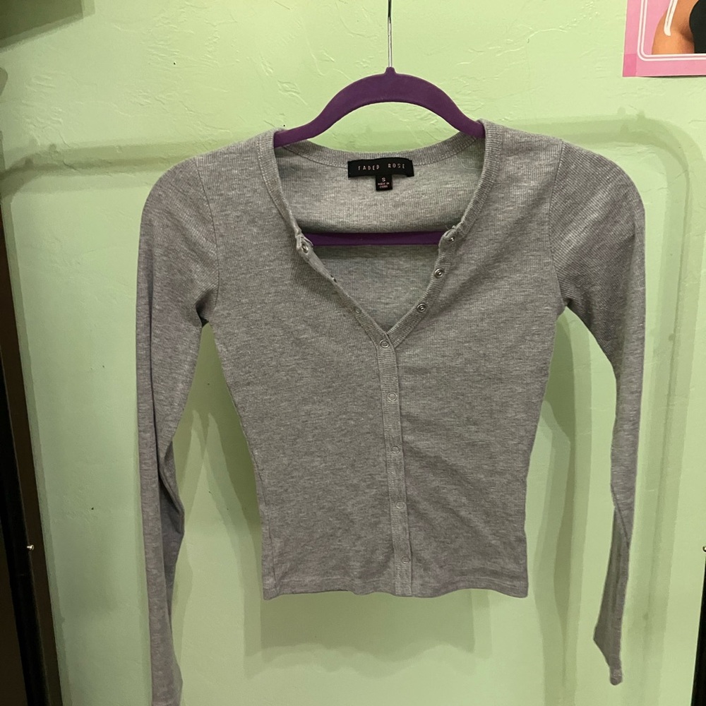 Gray Long Sleeve Women's Top